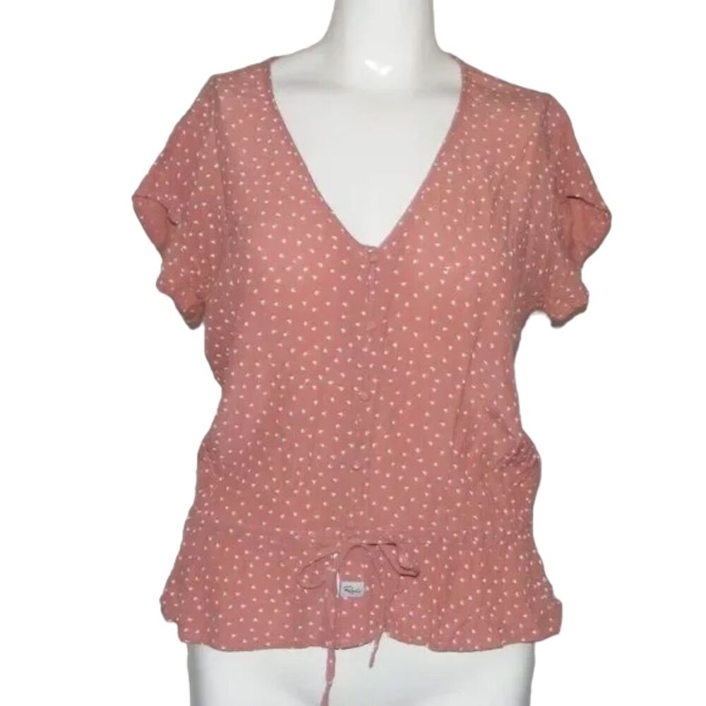 Rails Blouse, S, Button Front, Drawstring Peplum,… - image 7